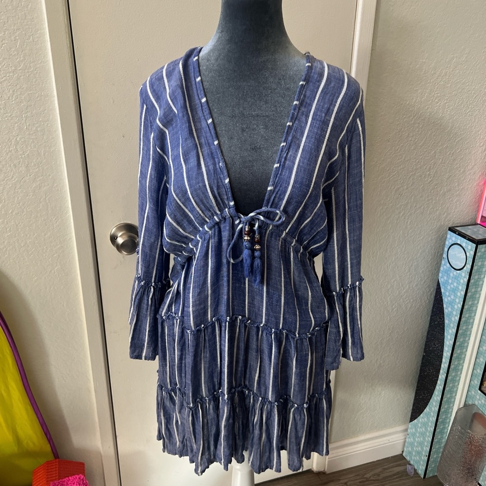 Blue and White Striped Dress by Blue Island